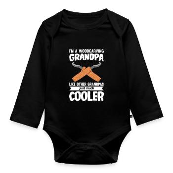 Wood Shining Wood Carving - Organic Longsleeve Baby Bodysuit - black - Front