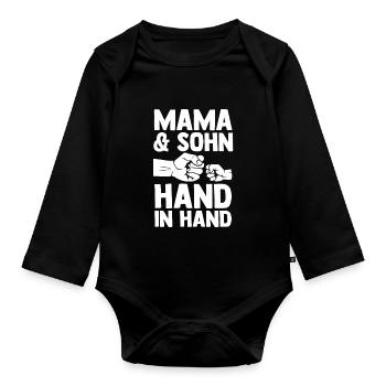 Mutter Muttertag Mama und Sohn - Baby Bio-Langarm-Body - Schwarz - Vorne