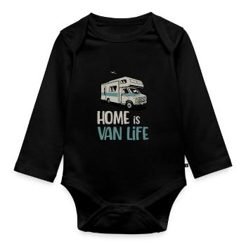 La maison est Vanlife Travelling RV - Body Bébé bio manches longues - noir - Devant
