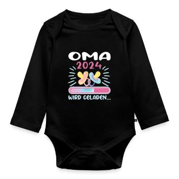 Oma 2024 werdende Oma 2024 Loading - Baby Bio-Langarm-Body - Schwarz - Vorne