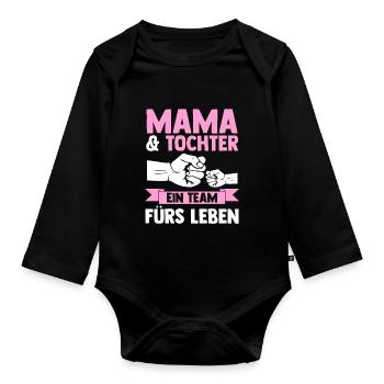 Mutter Muttertag Mama und Tochter - Baby Bio-Langarm-Body - Schwarz - Vorne