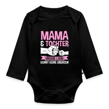 Mutter Muttertag Mama und Tochter - Baby Bio-Langarm-Body - Schwarz - Vorne