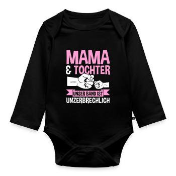 Mutter Muttertag Mama und Tochter - Baby Bio-Langarm-Body - Schwarz - Vorne