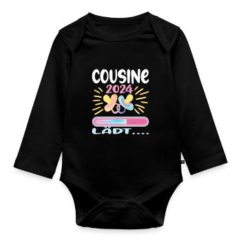 Become a cousin Cousin 2024 - Organic Longsleeve Baby Bodysuit - black - Front