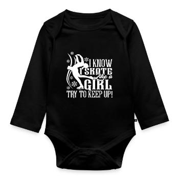 Figure Skating Figure Skating I Skate Like A Girl - Organic Longsleeve Baby Bodysuit - black - Front