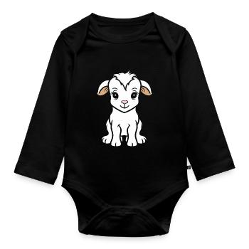 Citation humour petite chèvre - Body Bébé bio manches longues - noir - Devant