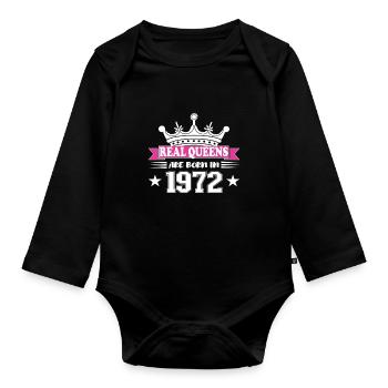 52 Jahre alt Geburtstag 1972 Geburtstag - Baby Bio-Langarm-Body - Schwarz - Vorne