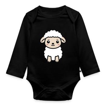 Bébé mouton petit brebis - Body Bébé bio manches longues - noir - Devant