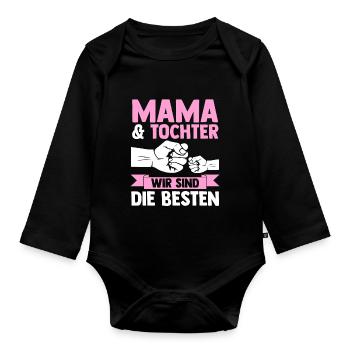 Mutter Muttertag Mama und Tochter - Baby Bio-Langarm-Body - Schwarz - Vorne