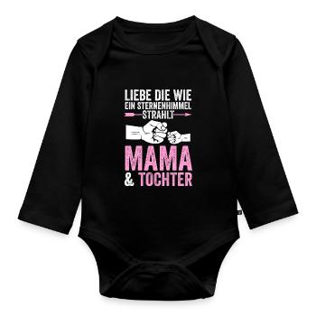 Mutter Muttertag Mama und Tochter - Baby Bio-Langarm-Body - Schwarz - Vorne
