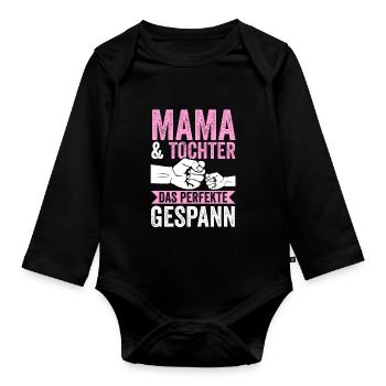 Mutter Muttertag Mama und Tochter - Baby Bio-Langarm-Body - Schwarz - Vorne