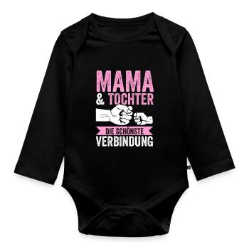 Mutter Muttertag Mama und Tochter - Baby Bio-Langarm-Body - Schwarz - Vorne