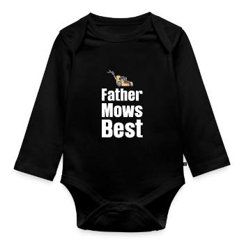 Vater Mäht Beste Lustige Rasenpflege - Baby Bio-Langarm-Body - Schwarz - Vorne