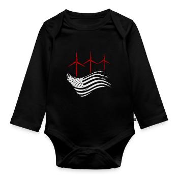 Wind Power America Wind Wind Energy - Organic Longsleeve Baby Bodysuit - black - Front
