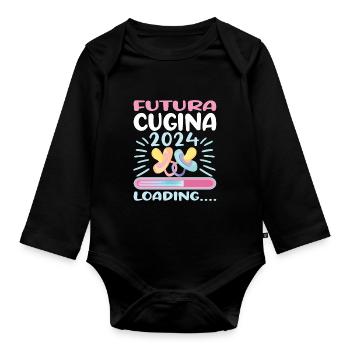 Become a cousin Cousin 2024 - Organic Longsleeve Baby Bodysuit - black - Front