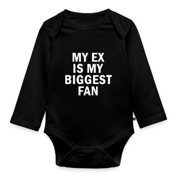 Mon ex est mon plus grand fan Citation drôle - Body Bébé bio manches longues - noir - Devant