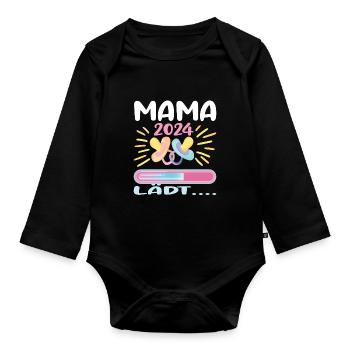 Mama 2024 werdende Mutter Schwangerschaft - Baby Bio-Langarm-Body - Schwarz - Vorne