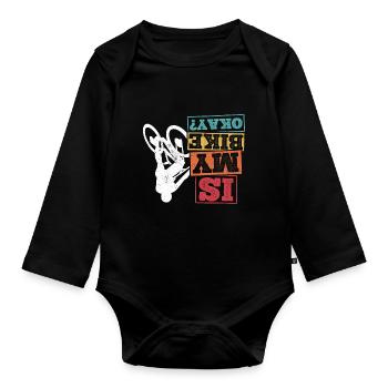 BMX Cycling Bicycle Gift Bicycle BMX MTB - Organic Longsleeve Baby Bodysuit - black - Front
