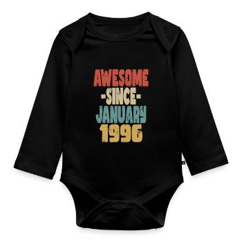 Awesome January 1996 - Organic Longsleeve Baby Bodysuit - black - Front
