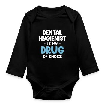 Dentalhygienikerin Ist Mein Medikament Der Wahl - Baby Bio-Langarm-Body - Schwarz - Vorne