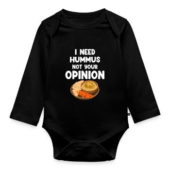 Ich Brauche Hummus Nicht Ihre Meinung Glutenfreie - Baby Bio-Langarm-Body - Schwarz - Vorne