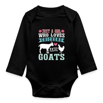 Goats & Chickens Funny Goat Lover - Organic Longsleeve Baby Bodysuit - black - Front