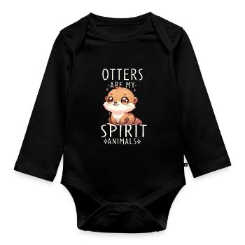 Cute Otter Illustration Perfect For Otter - Organic Longsleeve Baby Bodysuit - black - Front