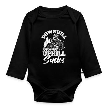 Downhill Because Uphill Sucks MTB Fahrrad Fans Rad - Baby Bio-Langarm-Body - Schwarz - Vorne