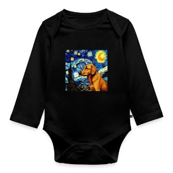 Berger allemand Chien drôle Œuvre d'art populaire - Body Bébé bio manches longues - noir - Devant