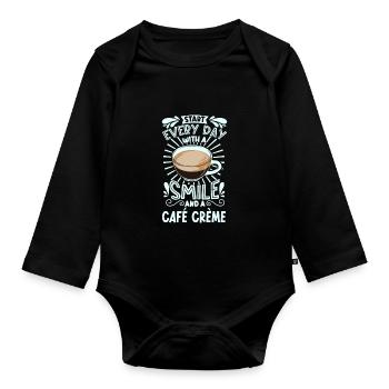 Smile with Café Crème - Organic Longsleeve Baby Bodysuit - black - Front
