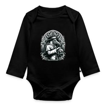 Gruseliger Halloween-horror-seuchendoktor - Baby Bio-Langarm-Body - Schwarz - Vorne