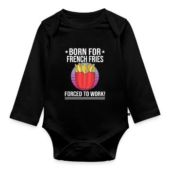 Frites drôles Frites drôles - Body Bébé bio manches longues - noir - Devant