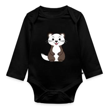 Humour petite fouine - Body Bébé bio manches longues - noir - Devant