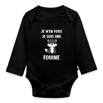 Humour petite fouine - Body Bébé bio manches longues - noir - Devant