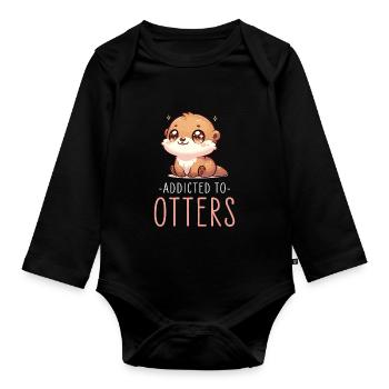 Adorable Illustration de loutre mignonne parfaite pour la loutre - Body Bébé bio manches longues - noir - Devant