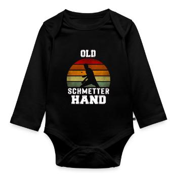Old Schmetterhand Tischtennis Geschenk - Baby Bio-Langarm-Body - Schwarz - Vorne