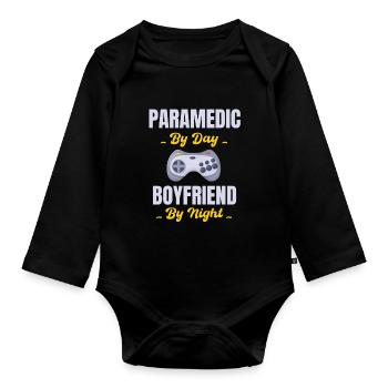Rettungssanitäter Bei Tag Freund Bei Nacht - Baby Bio-Langarm-Body - Schwarz - Vorne