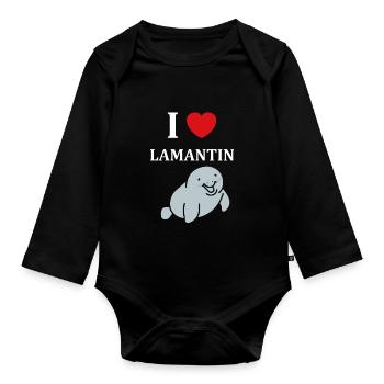 Drôle bébé minimaliste simple petit lamantin - Body Bébé bio manches longues - noir - Devant