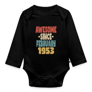 Ehrfurchtgebietender Februar 1953 - Baby Bio-Langarm-Body - Schwarz - Vorne
