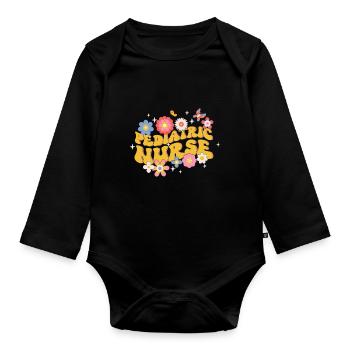 Kinderkrankenschwester Picu Peds - Baby Bio-Langarm-Body - Schwarz - Vorne