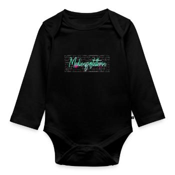 Designer Abschluss-Geschenk Mediengestalterin - Baby Bio-Langarm-Body - Schwarz - Vorne