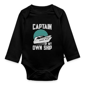 Bateau à moteur - Capitaine Bateau à moteur du lac Boater - Body Bébé bio manches longues - noir - Devant