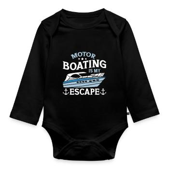 Bateau à moteur - Capitaine Bateau à moteur du lac Boater - Body Bébé bio manches longues - noir - Devant