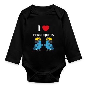 Humour petit perroquet - Body Bébé bio manches longues - noir - Devant