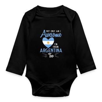 Lustiger argentinischer Spruch drucken - Baby Bio-Langarm-Body - Schwarz - Vorne