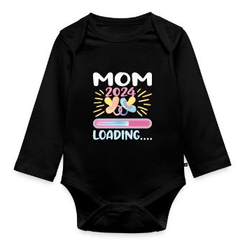Maman 2024 Enceinte Maman Grossesse - Body Bébé bio manches longues - noir - Devant