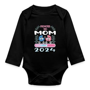 Maman 2024 Enceinte Maman Grossesse - Body Bébé bio manches longues - noir - Devant