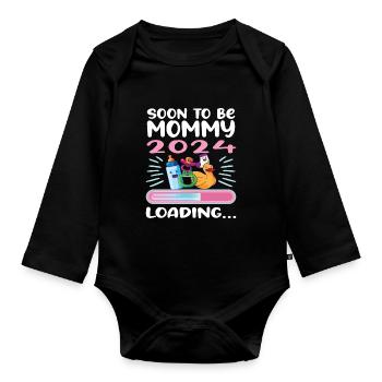 Maman 2024 Enceinte Maman Grossesse - Body Bébé bio manches longues - noir - Devant