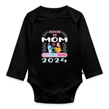 Maman 2024 Enceinte Maman Grossesse - Body Bébé bio manches longues - noir - Devant