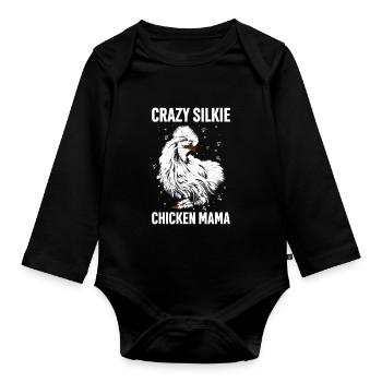 Silkie Chicken Funny Farm Animal Lover - Organic Longsleeve Baby Bodysuit - black - Front